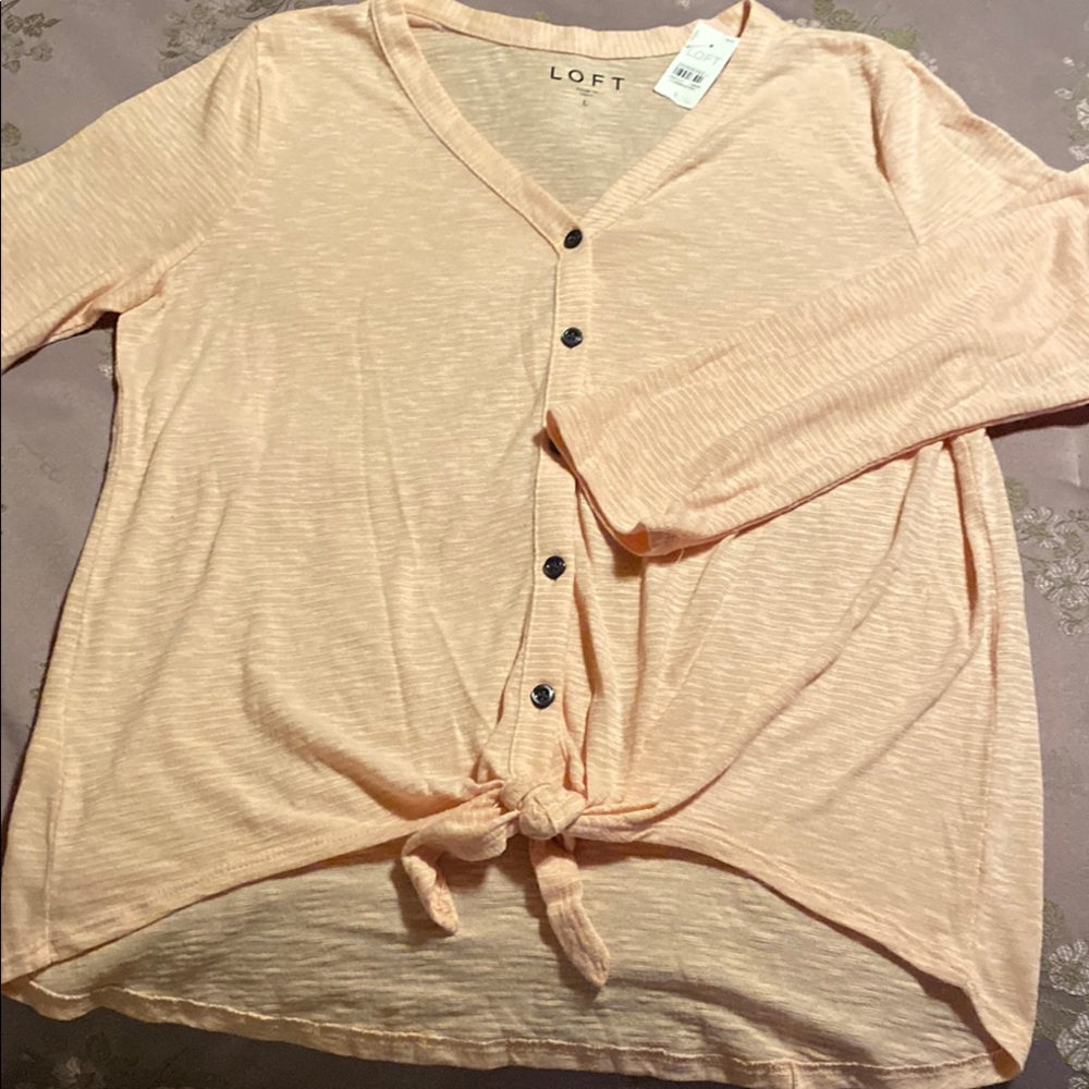 LOFT Pink Striped Top - Picture 4 of 7